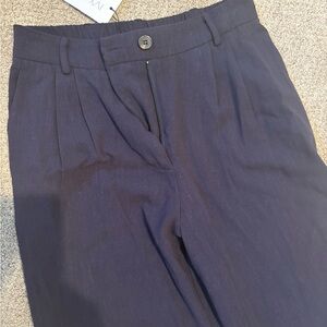 Skies Are Blue Navy Wide Linen Leg Pants